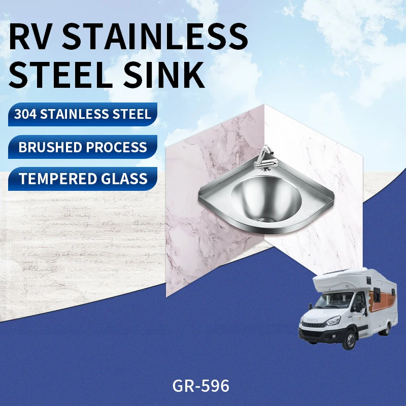 304 stainless steel triangle wash basin GR-596 RV off-road vehicle modification fixed tent stainless steel sink