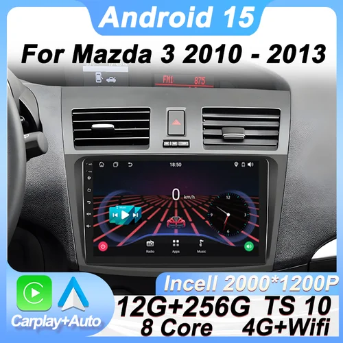 Android 15 Carplay para Mazda 3 2010 2011 2012 2013 Radio de coche reproductor Multimedia 2 Din estéreo GPS Navi Autoradio 8 Core Wifi RDS