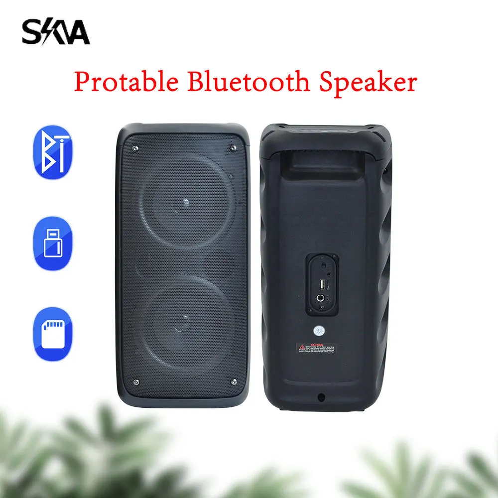 مزدوج 4 ''حفلة المتكلم بلوتوث في الهواء الطلق المحمولة مكبر الصوت اللاسلكي الموسيقى العمود دعم هيئة التصنيع العسكري راديو FM USB TF بطاقة مصباح ليد