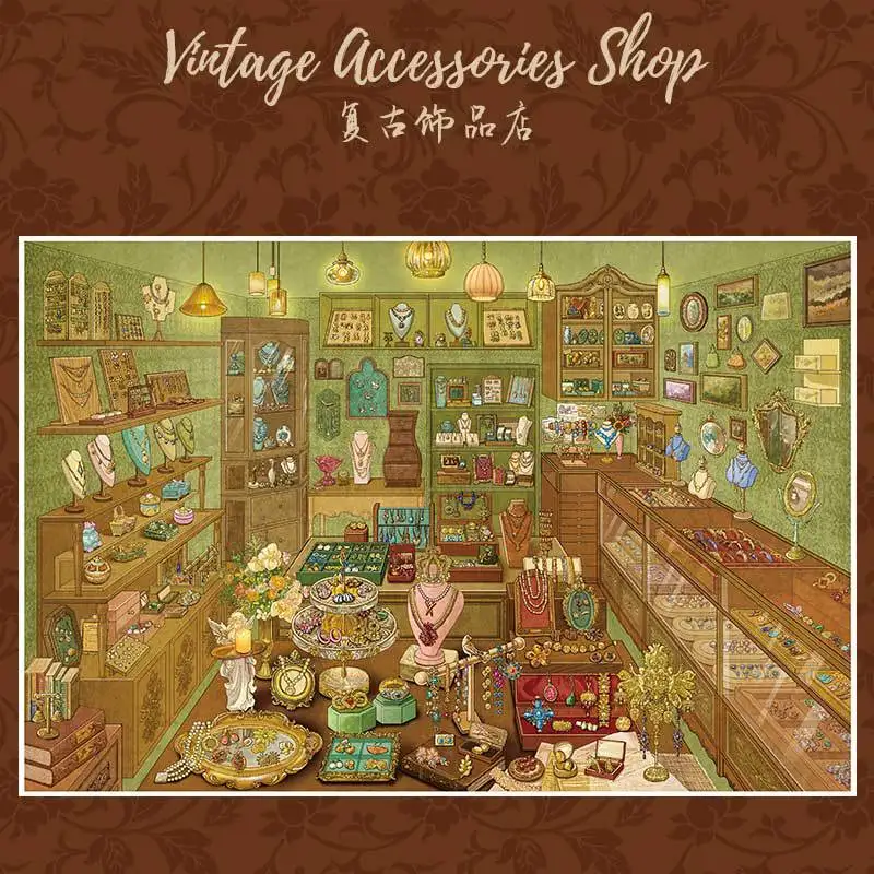 

Kawaii Retro living room 3D snack shop Landscape Sticker DIY Pocket Cabin Scene festival gift ﻿ ﻿