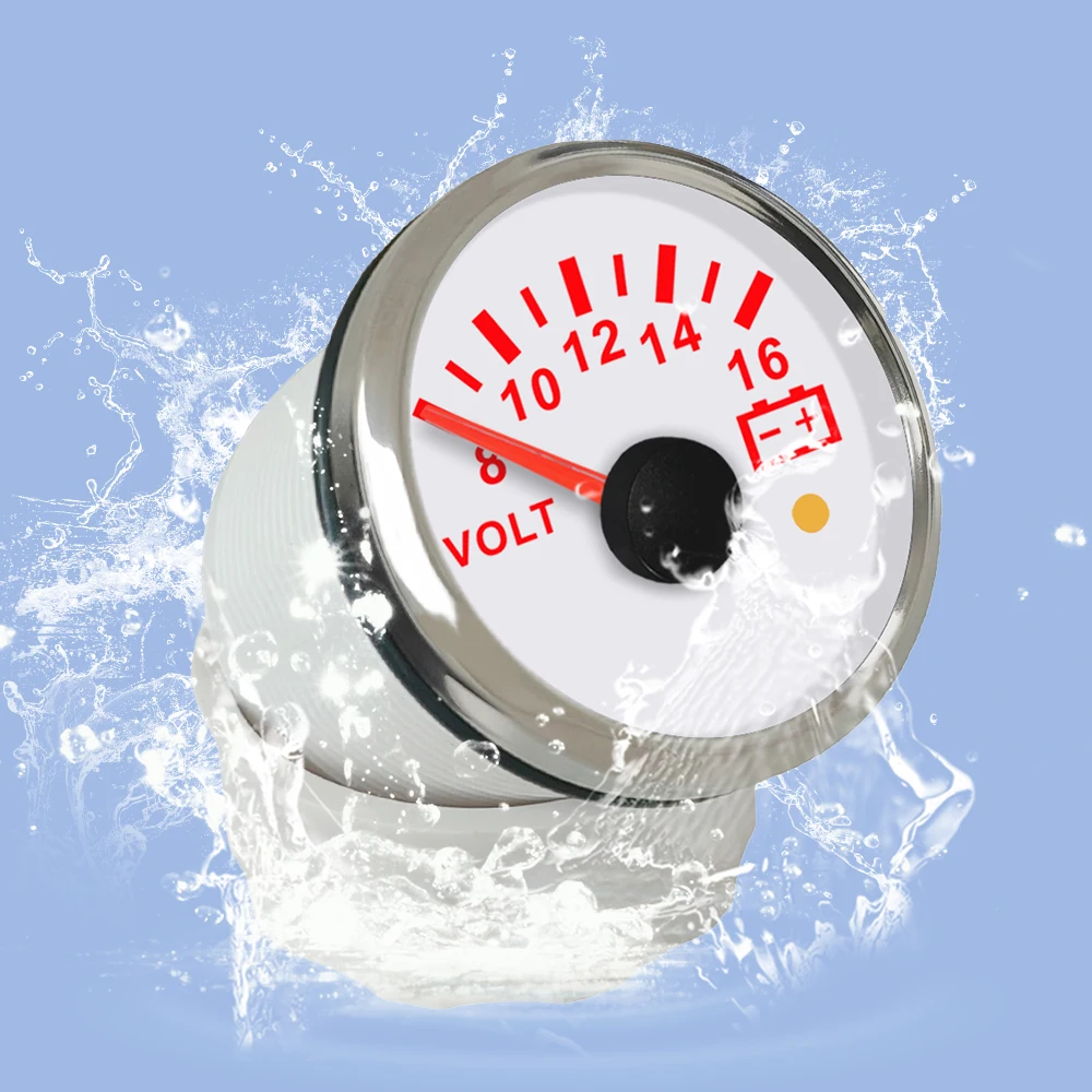 ELING Truck Universal 52mm Waterproof 8-16V 18-32V Voltmeter Volt Gauge with Red Backlight and Alarm for Car Boat Yacht