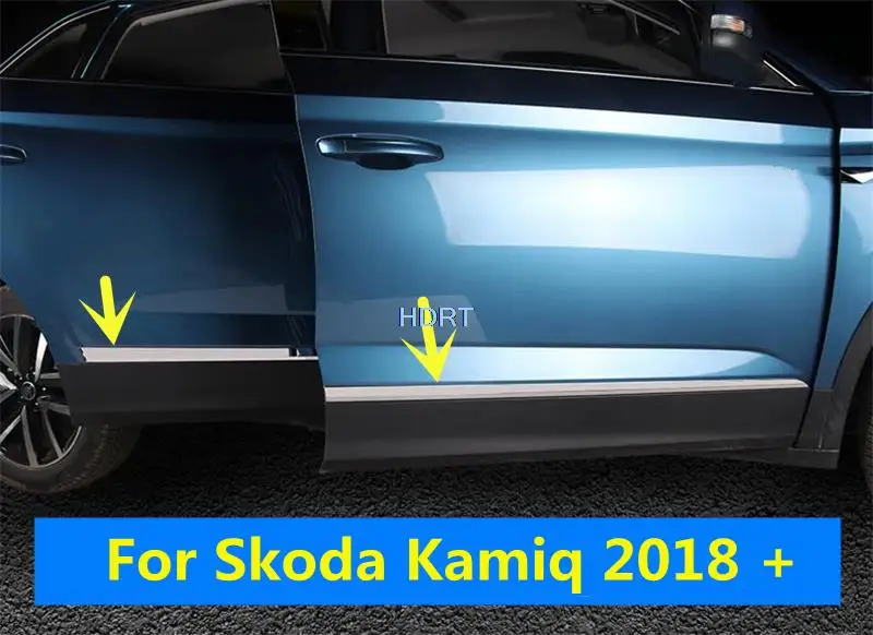 

Для Skoda Kamiq 2018 + Стайлинг автомобиля дверь боковое литье стержень из нержавеющей стали отделка полосы наклейки Защита аксессуары для украшения