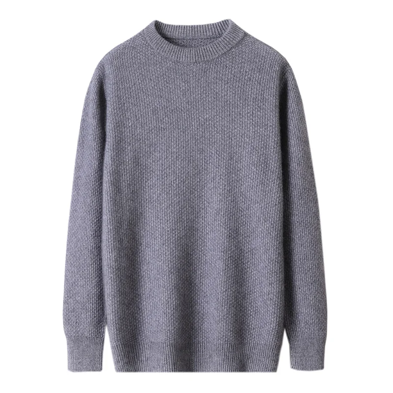 Thickened Round Neck 100% Cashmere Sweater Men's Solid Color Knitted Sweater Men's Solid Color With Bottoming Shirt Top.