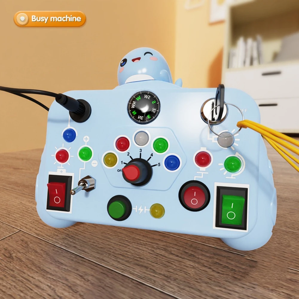 Montessori Busy Board Sensory Educational with LED Light Sensory Board Switch Buttons Switches Preschool Education