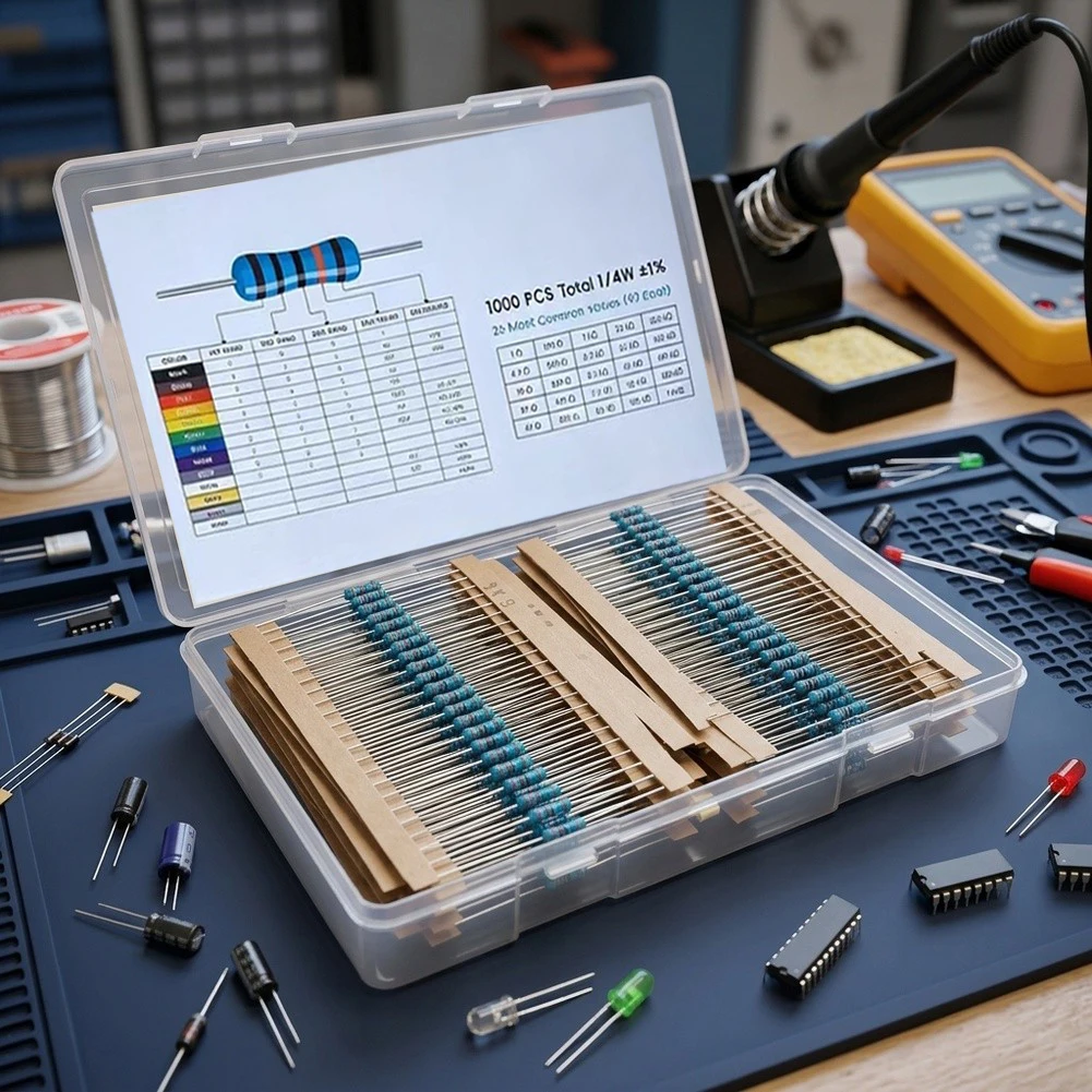 Diy Circuit Supplies Metal Film Resistor Kit For Electronics Hobbyists 18.3cm * 13.2cm * 2cm Metal Film Resistor Assortment