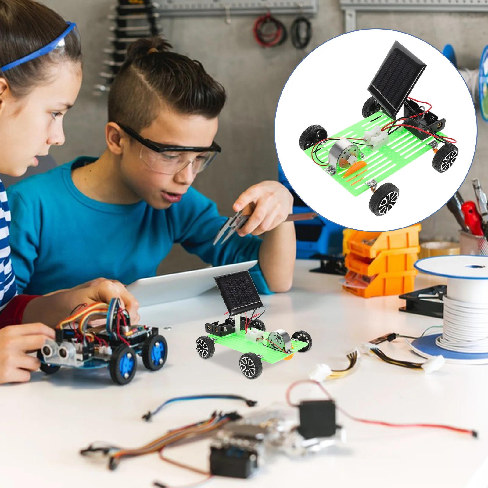 Zonne-auto Diy Science Kit Educatieve stamgebouwset op zonne-energie Draagbaar voor kinderen Monteer leerprop
