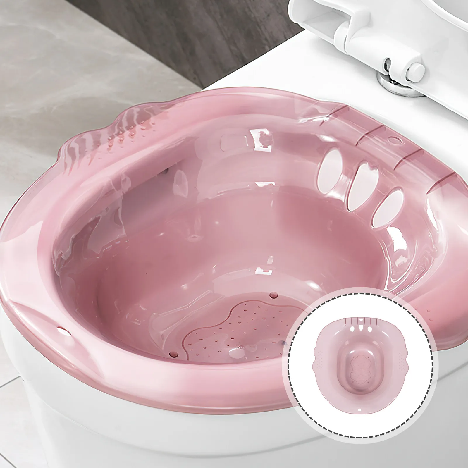 

Household Sitz Bath Basin Plastic Double Handle Anti Overflow Haemorrhoid Treatment Care Basin for Postpartum Pregnant Women