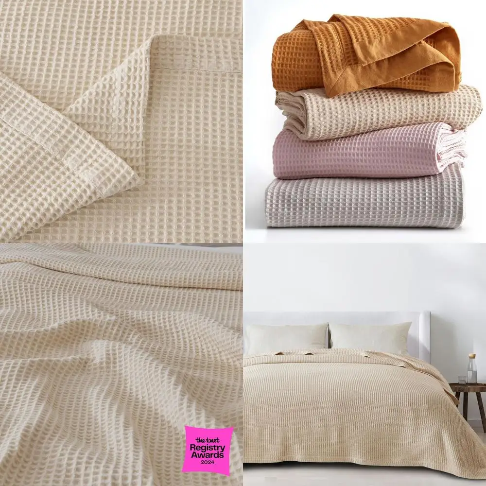 

Двойное хлопковое одеяло серого цвета — мягкое, дышащее, вафельное плетение на лето, 90x66 дюймов