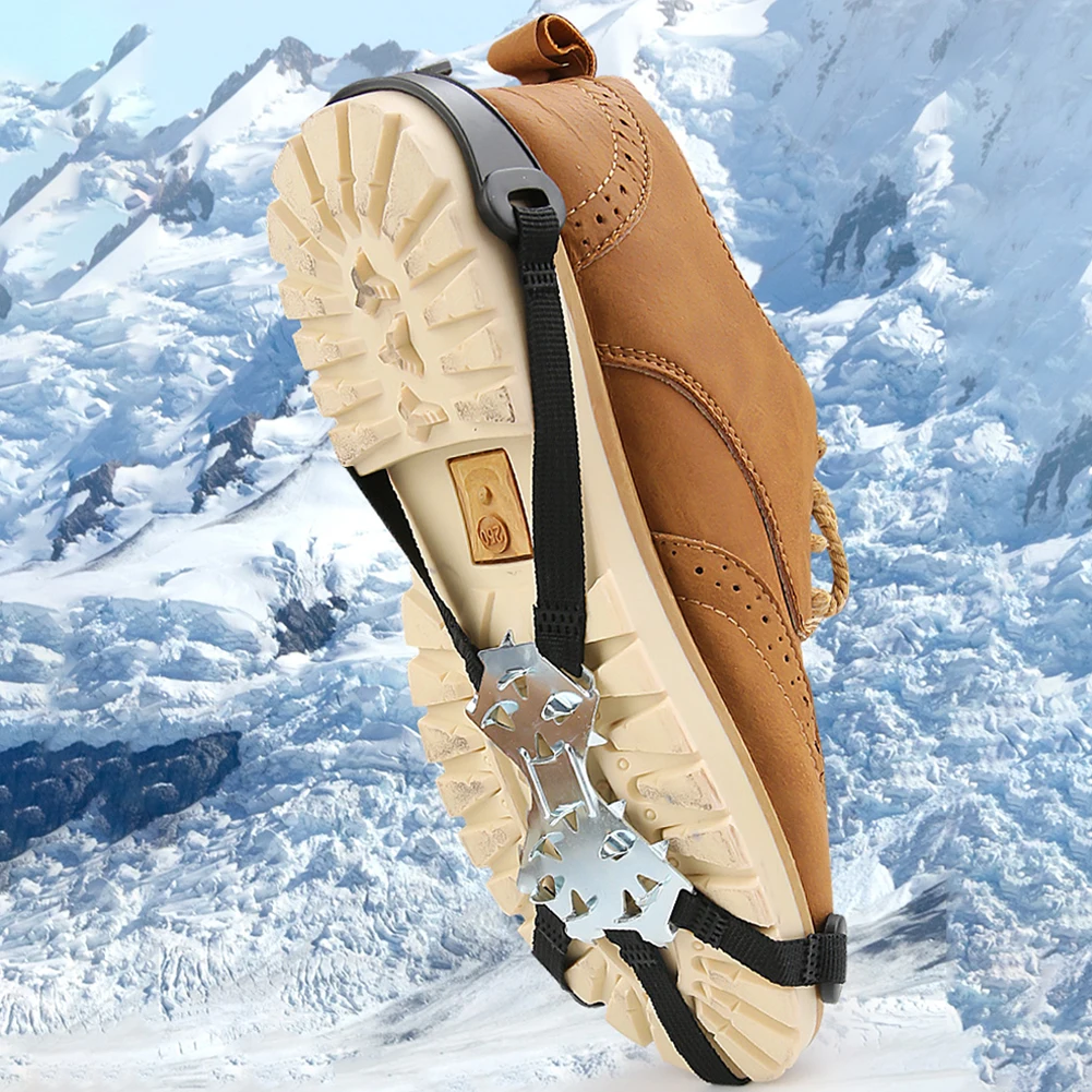 11Spikes Snow Ice Claw Anti-Skid Snow Ice Thermo Plastic Elastomer Climbing Shoes Spikes Grips Cleats Over Shoes Covers Crampons