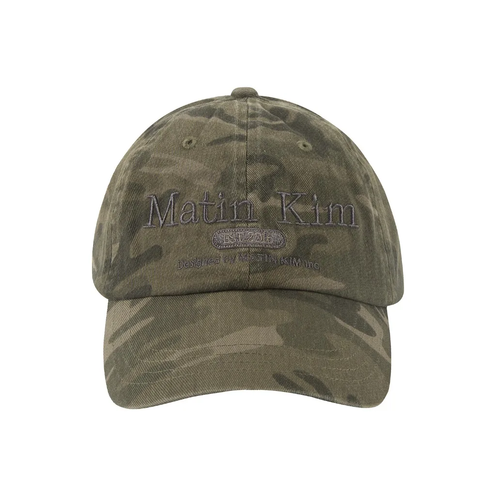 MATIN KIM Camo Washed Cotton Baseball Cap Unisex Embroidered Logo Adjustable Dad Hat Vintage Streetwear Outdoor Travel Sun Hat