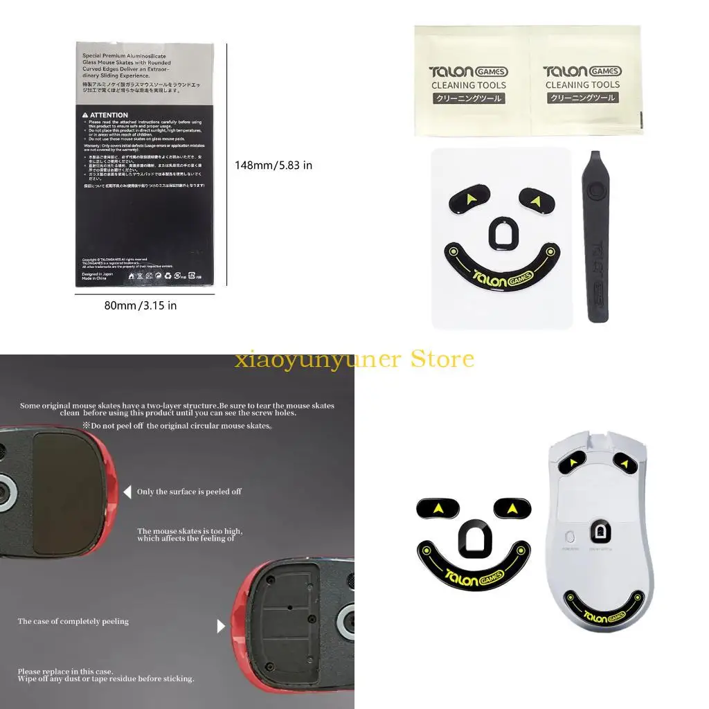

P9JB Mouse Skates Feet Rounded Edges Glass Mouse Feet For Deathadder 3Pro Mouse Glides Gaming Mousepad