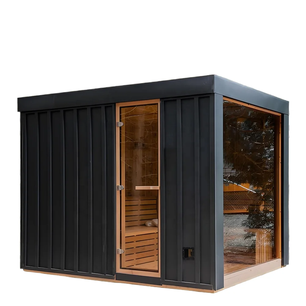 New Pure  Red Cedar Hot Rock Outdoor Cube Sauna For 2 People