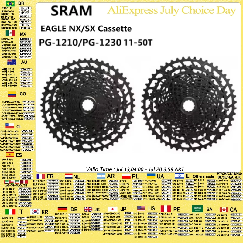 SRAM EAGLE NX SX Кассета SX PG 1210 NX PG 1230 11-50T 12s Скорость