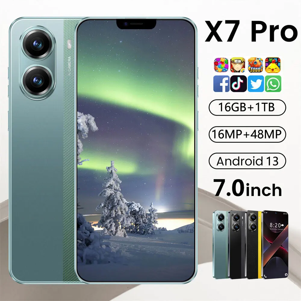 

New Hot For X7 Pro 7.0 Inch 16GB+1TB Android System Global Edition Original Smart 5G Dual SIM Card 6800Mah Battery