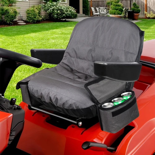 Imagen 2 del producto Funda para asiento de cortacésped con dos bolsas de almacenamiento, funda protectora para asiento de tractor Oxford 600D que se adapta a la mayoría de los cortacésped