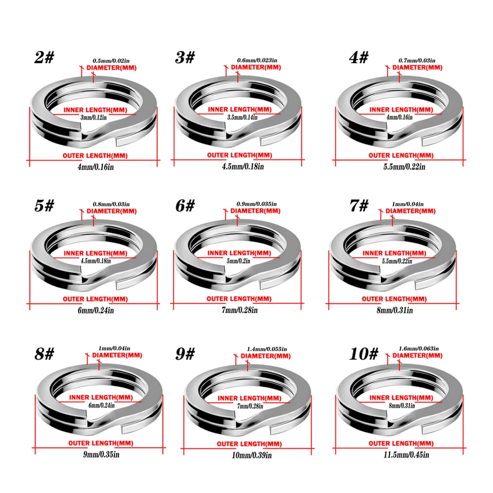 100/200pcs Stainless Steel Split Ring, Connector Fishing Split Rings Swivel Double Circle Round Snap Lure Fishing Accessories