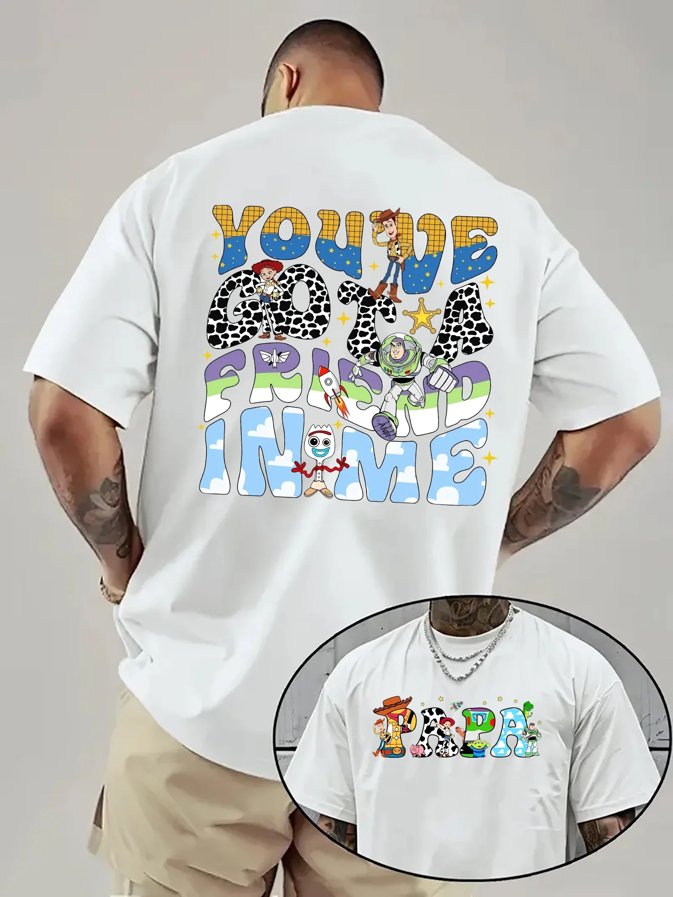 

Men's T-shirt Buzz Lightyear "You Have A Friend in Me" Cartoon Fashion Print Casual Summer T-shirt Men's and Women's Same Style