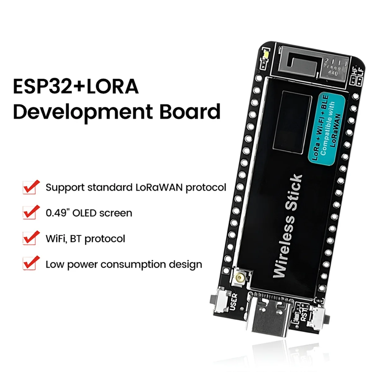 ESP32-S3 Placa de Desenvolvimento V3 sem fio, 433-510MHz, LoRa, WiFi, Bluetooth, 0,49 "Tela OLED