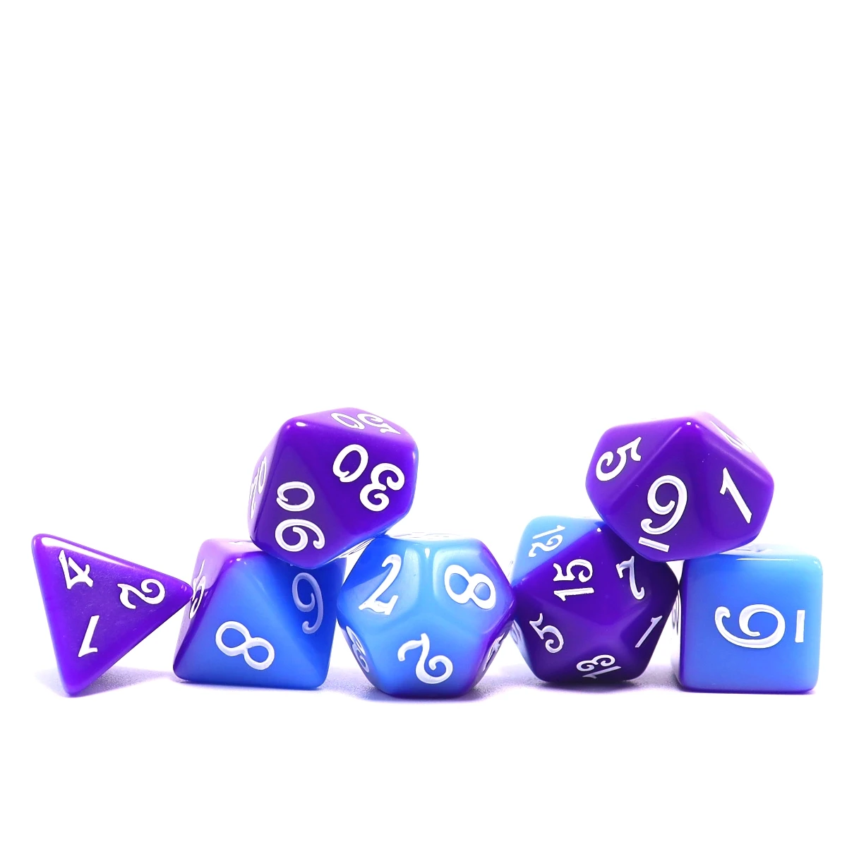 

Polyhedral game dice Board game dice Board game dice Role-playing dice with a blue contrasting color design and white lettering