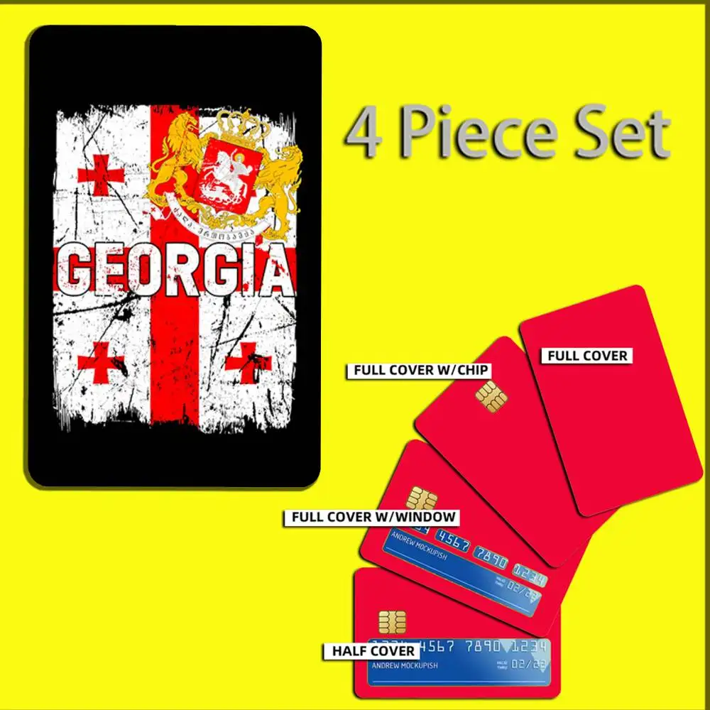 جورجيا الوطنية شعار العلم ملصقات بطاقة جواز السفر لبطاقات الائتمان البنك الخصم مترو حافلة تمرير ملصق غطاء الديكور 4 قطعة