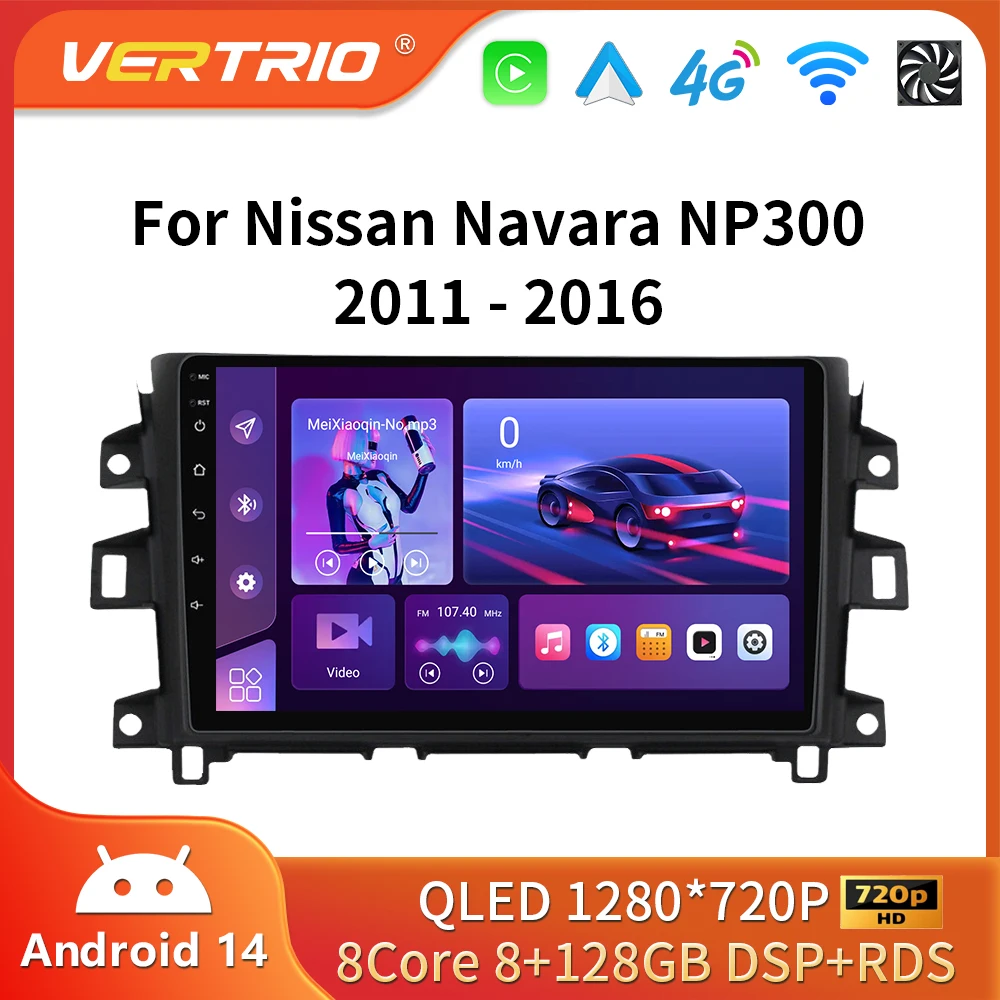 10 "Android16 Carplay Auto para Nissan NAVARA Frontier NP300 2015 - 2024 Radio de coche reproductor de vídeo Multimedia BT navegación GPS QLED