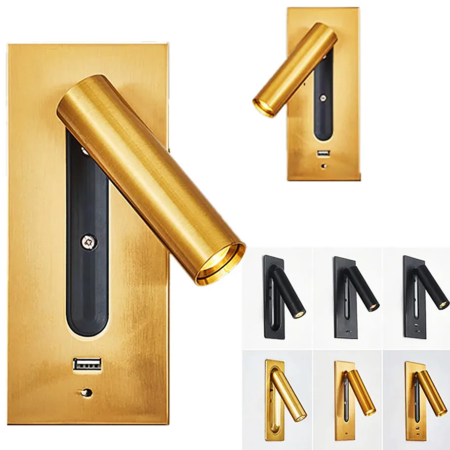 

High Quality Lnterior Wall Lamp With USB Charging Indoor Decoration For Bedroom Reading Lighting Hotel Headboard LED Wall Light