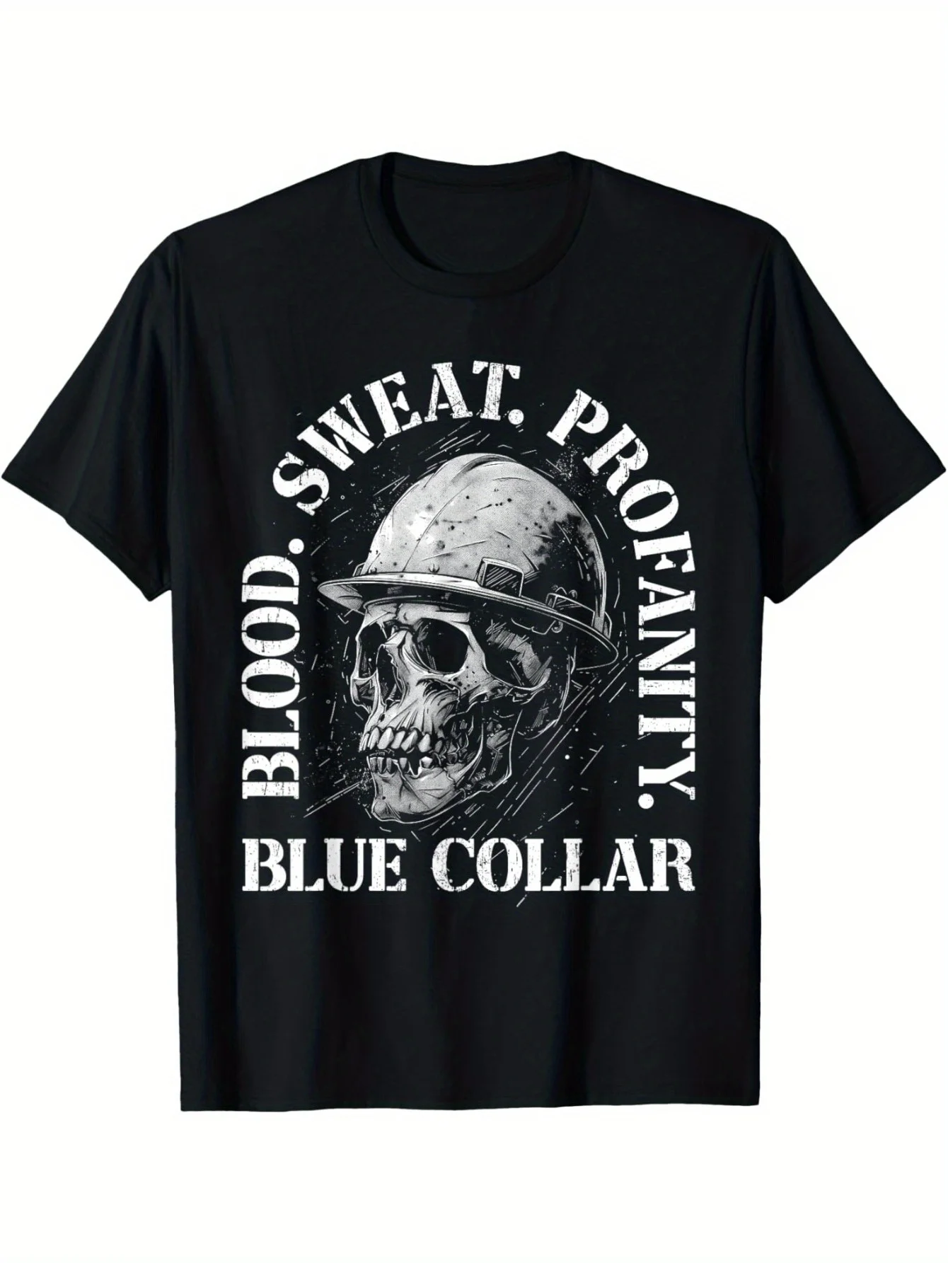 

Футболка с принтом «Череп строителя» (с элементами ругательной лексики), летняя мужская футболка из чистого хлопка с коротким рукавом, впитывающая пот