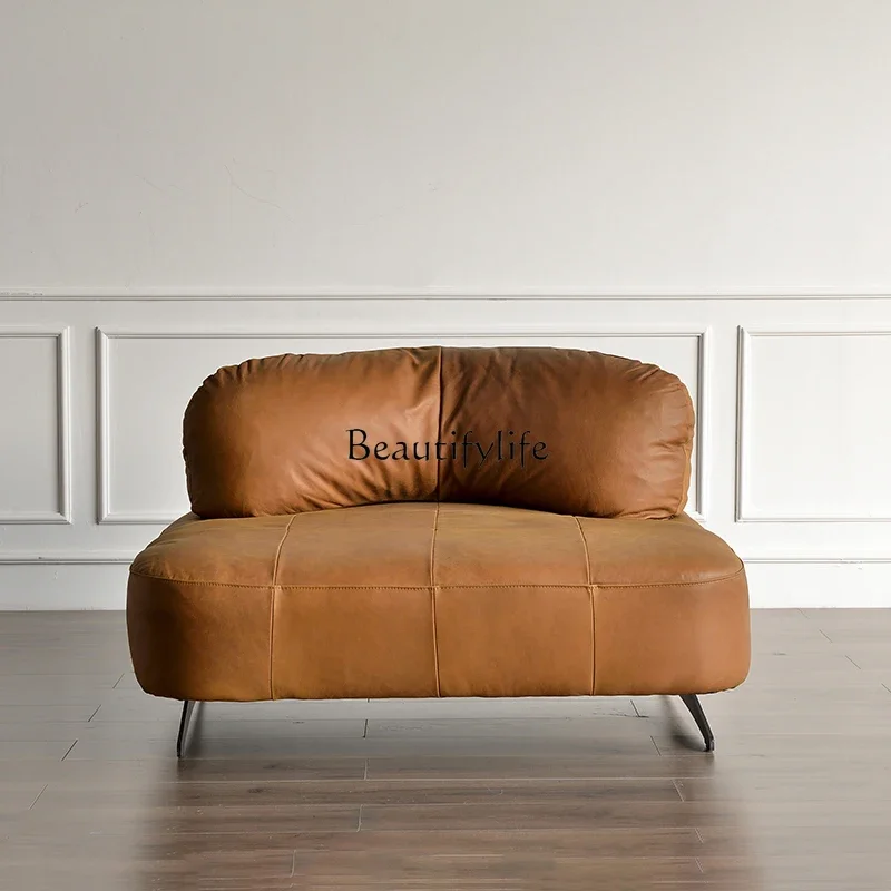 

XX39Italian minimalist leather sofa Nordic first-layer cowhide retro full leather single sofa