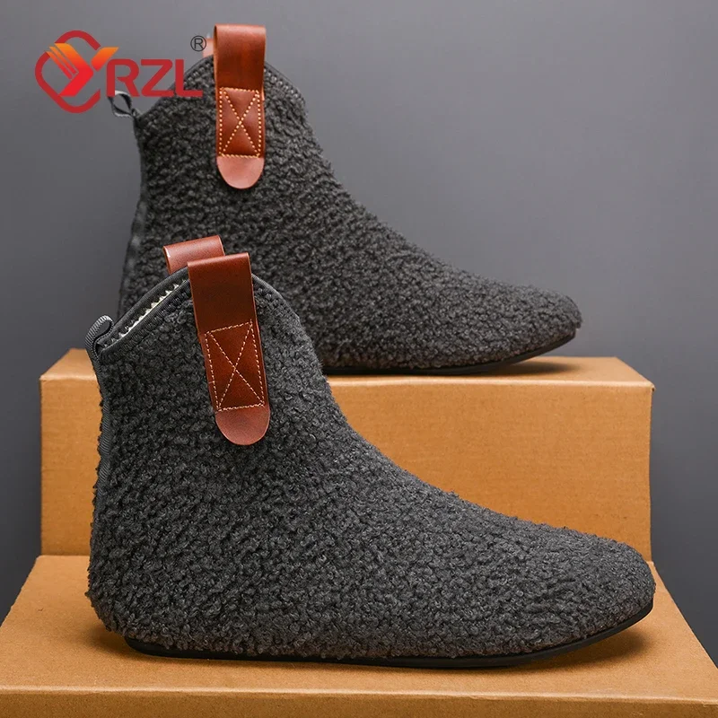 

YRZL Cotton Shoes Male Boots Men Winter Warm Indoor Home Shoe Comfortable Plush Man Casual Shoes Soft Anti-slip Walking Shoes