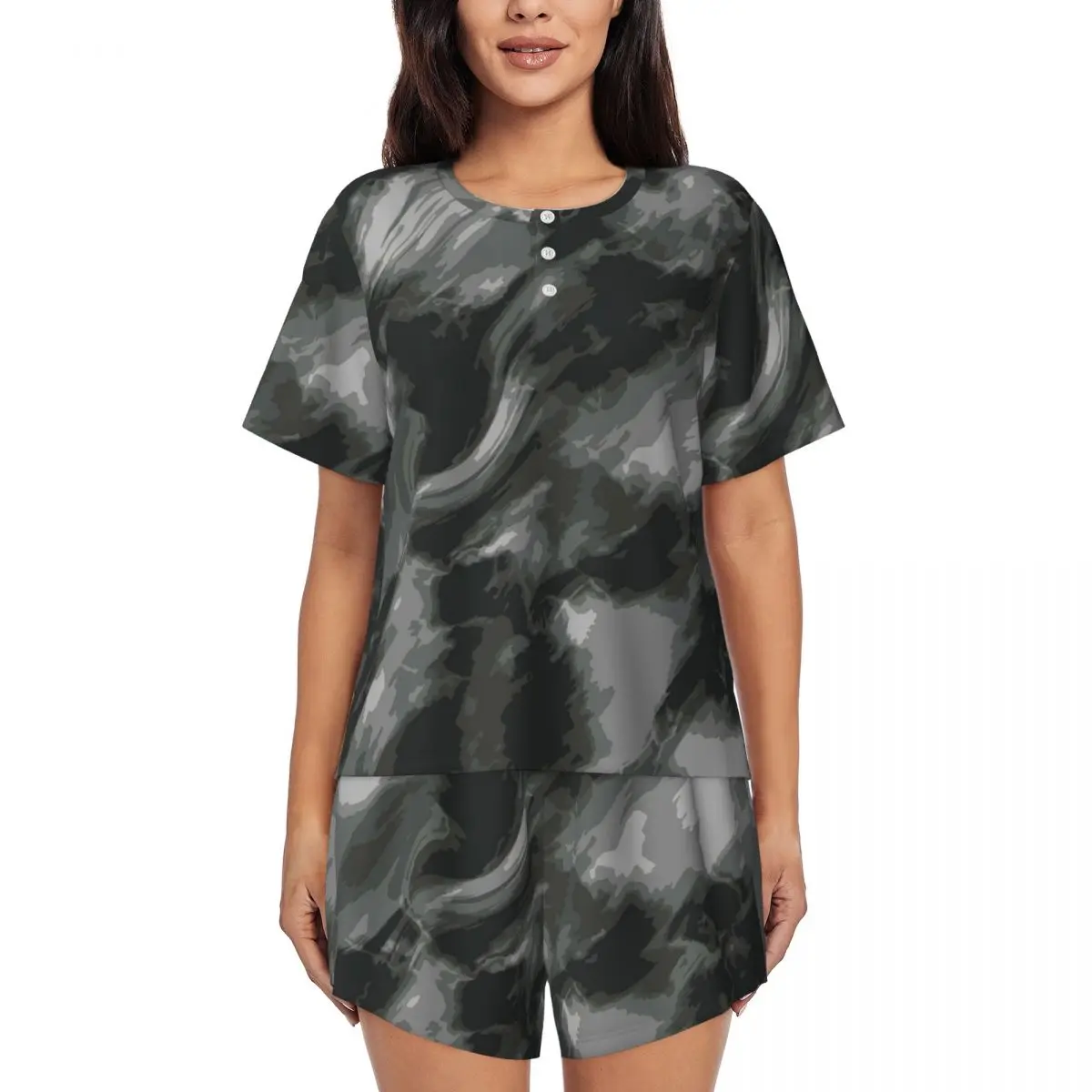 

Пижамы Tie Dye, акварельные, черные, серые, повседневные домашние костюмы с круглым вырезом, женские комплекты из 2 предметов, винтажные пижамные комплекты с короткими рукавами и принтом
