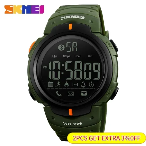 Imagen 2 del producto Reloj Digital inteligente SKMEI 1301 5Bar resistente al agua reloj inteligente Masculino reloj de calorías para hombres relojes compatibles con Bluetooth