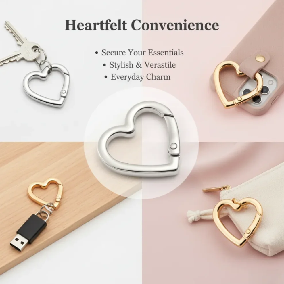 

10pcs Metal Heart Shape Ring Openable Keyring Leather Craft Bag Belt Strap Buckle Trigger Snap Clasp Clip Connector Accessory