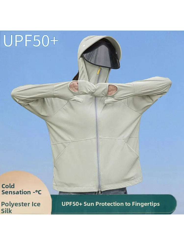 

Women's Summer Outdoor Ice Silk Thin Breathable UV Protection Clothing Cycling Open Cardigan Jaet Loose Fit Long Sve