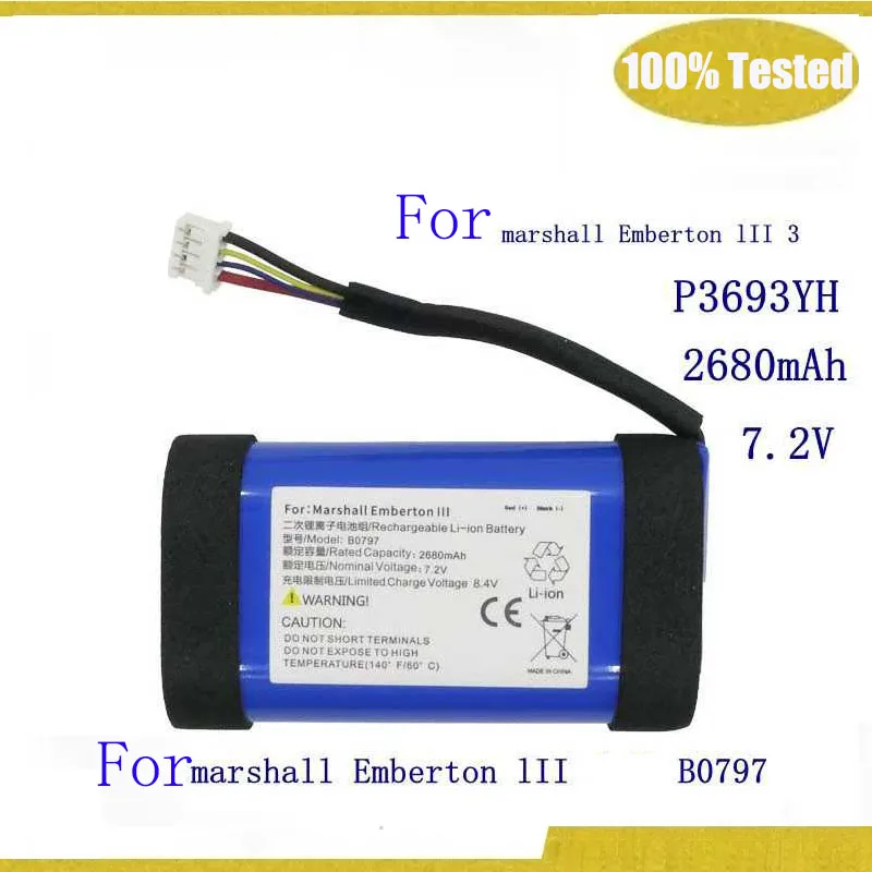 

Replacement Battery P3693YH B0797 For marshall Emberton lll 3 Gen Bluetooth Outdoor Bluetooth Speaker 2680mAh