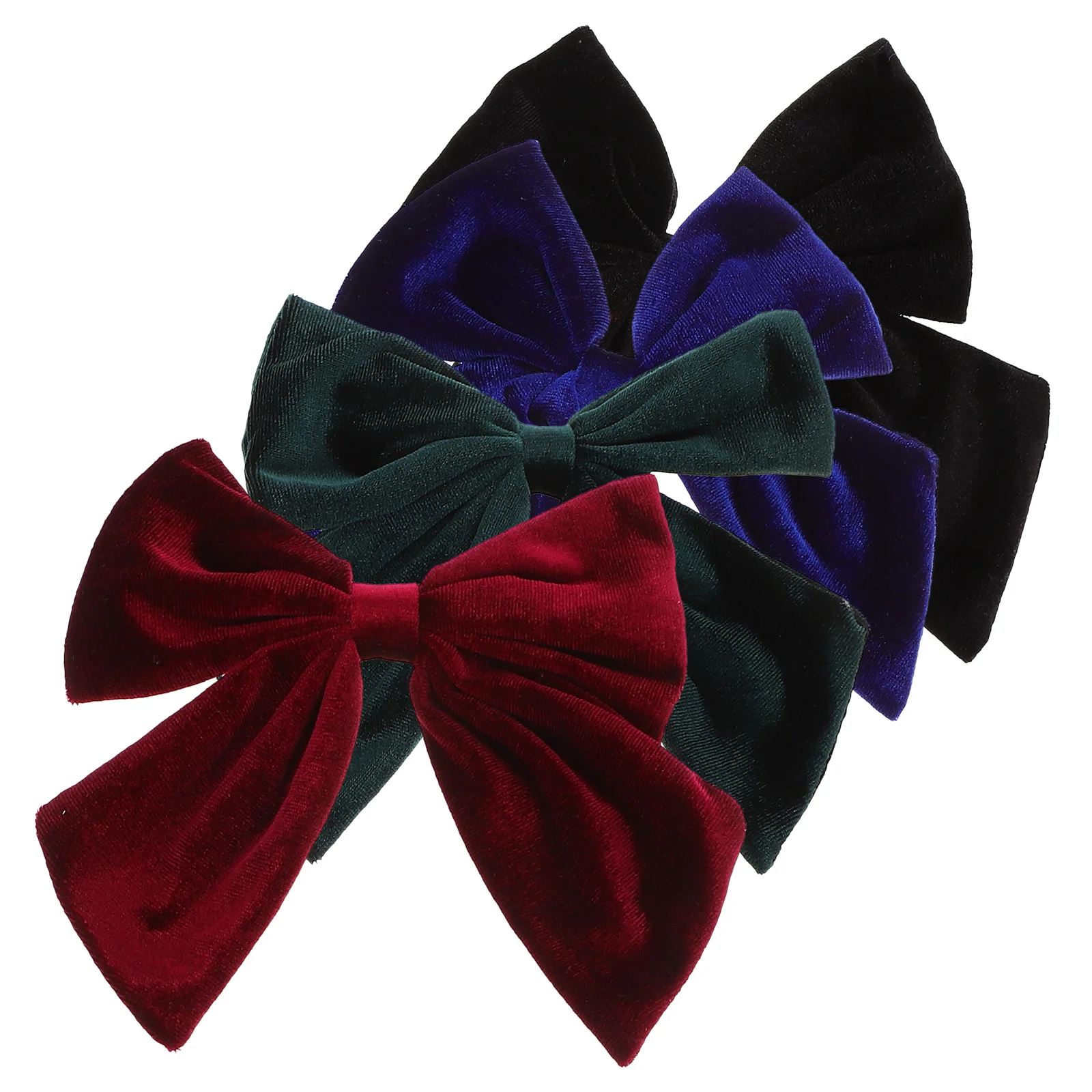 

4 Pcs Bow Hair Clips 6 Inches Large Size Black Wine Colors Cute Accessories for Decorative Hair Clip