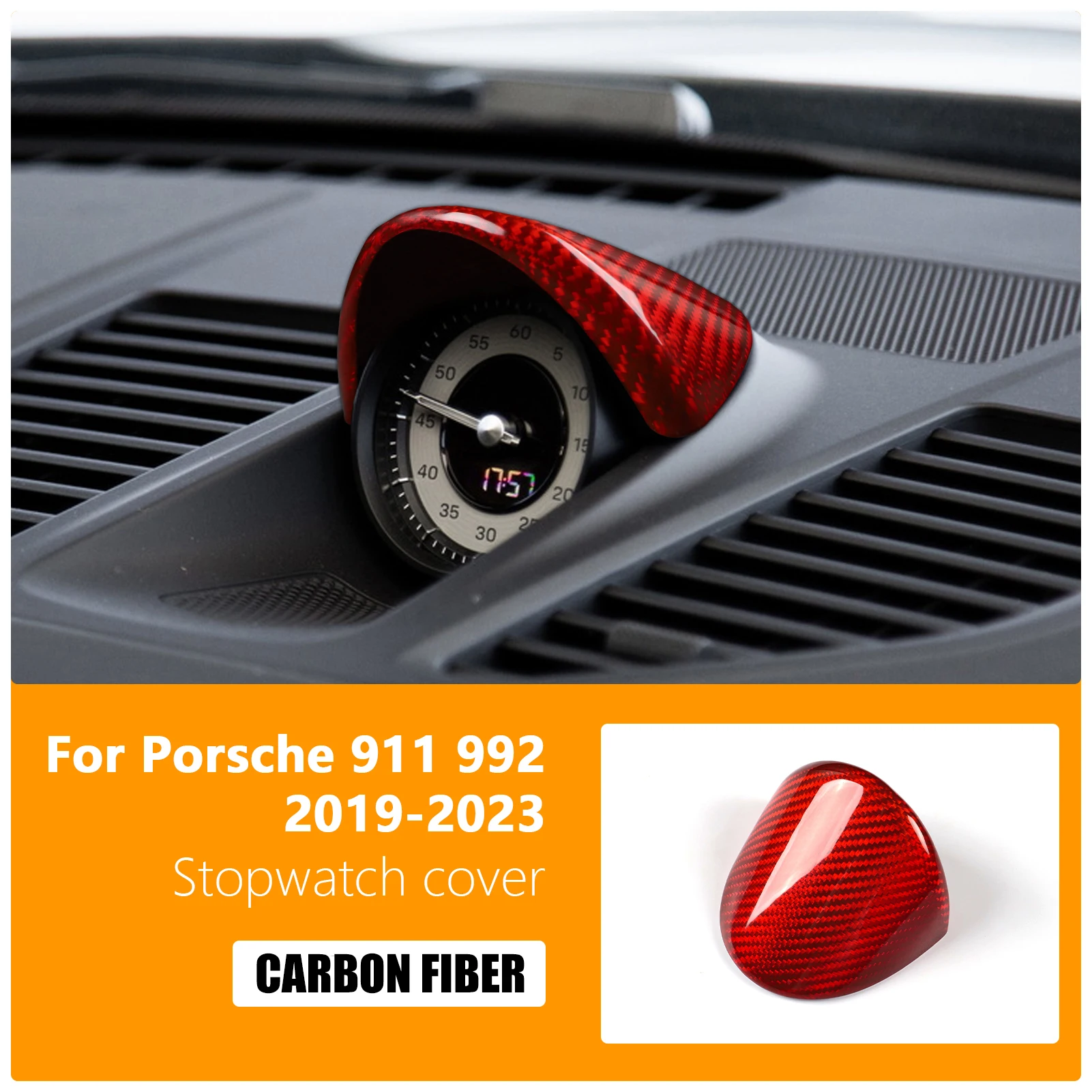 

Крышка секундомера из углеродного волокна, декоративное кольцо для автомобильных часов, декоративная накладка для Porsche 911 992 2019 2020 2021 2022 2023