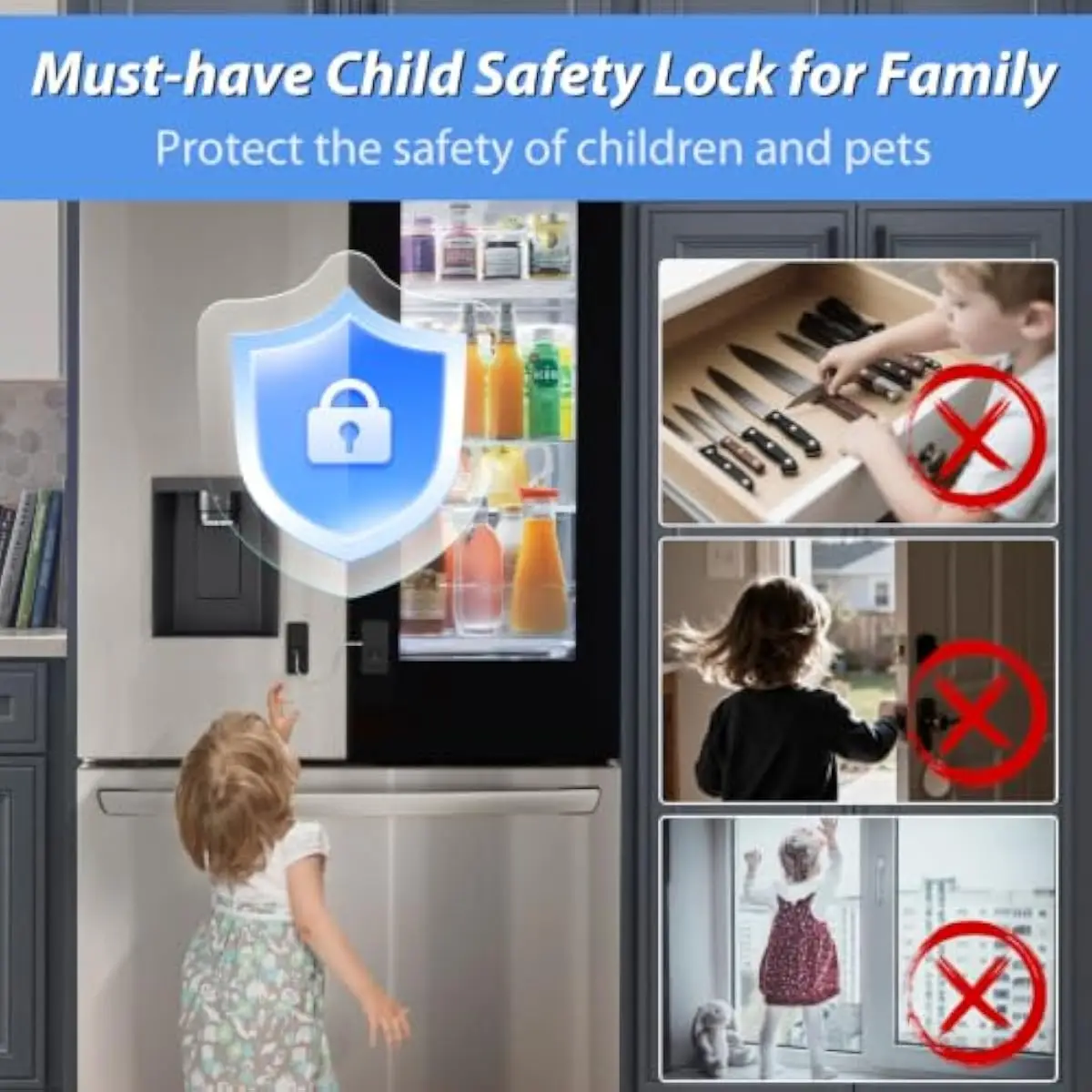 Child Proof Refrigerator Lock,Fingerprint Fridge Lock for Kids | Cabinet Locks Baby Proofing for Fridge Freezer Cabinet Drawer D