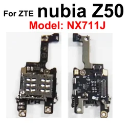 For ZTE nubia Z50 NX711J SIM Card Tray Board Dock Board Sim Card Socket Charging Connector Flex Cable Parts