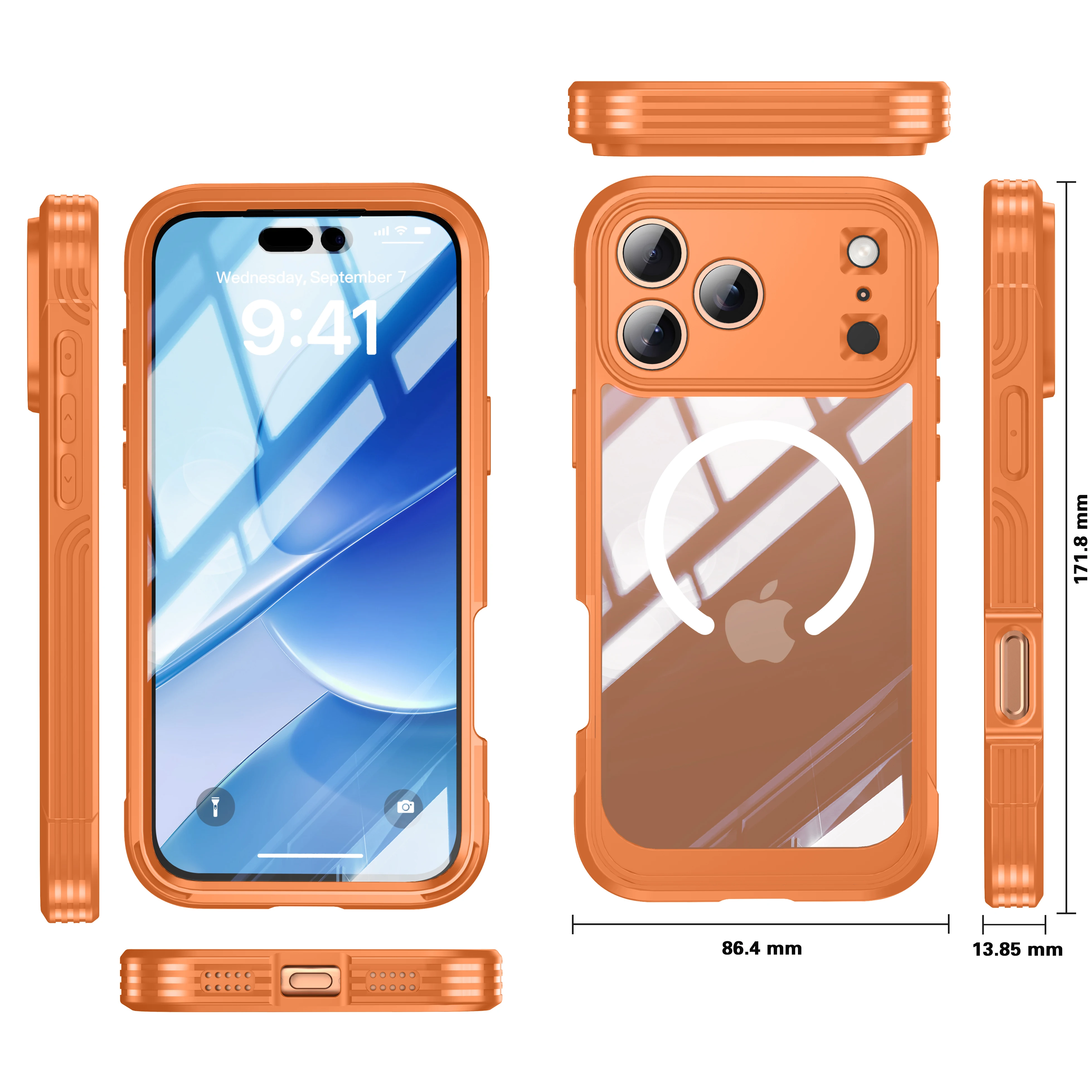

Brand New Color Magnetic Shockproof Transparent Phone Case For iPhone 16 17 Pro Max Screen Protect Wireless Charging For Magsafe