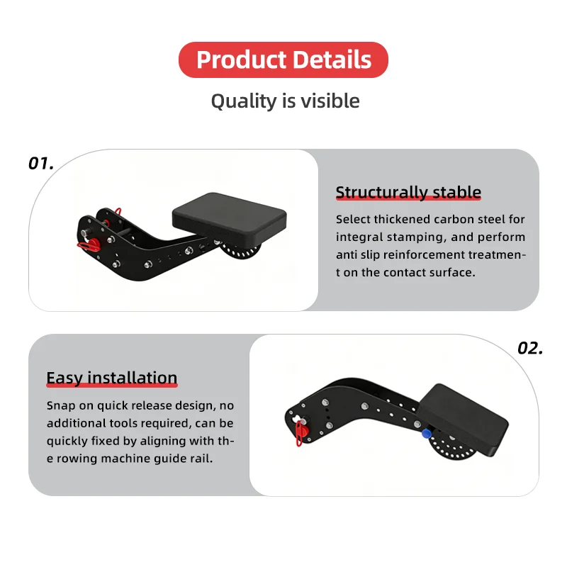 Picture 5: Full Body Workout Equipment Attachment Adjustable Portable Rowing Machine Chest Rest - PU Leather Pad and Seat Belt