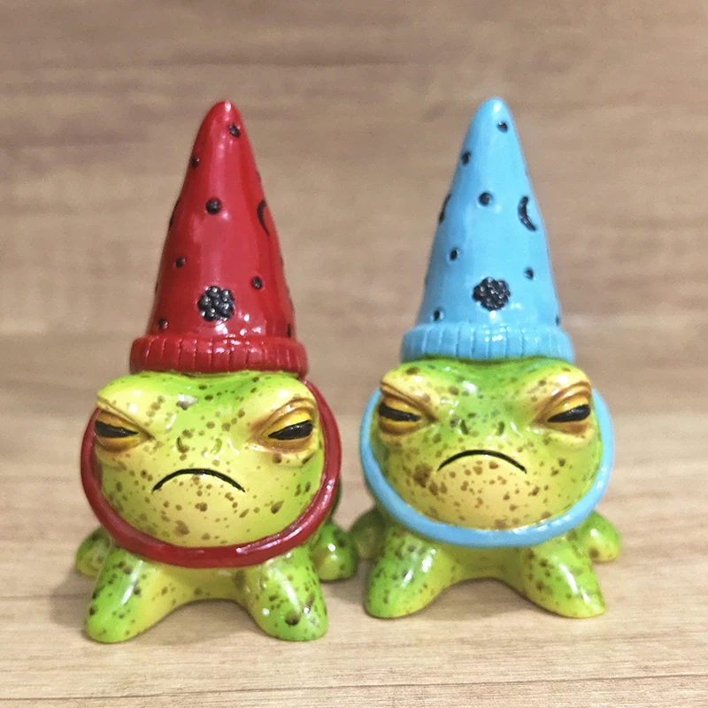 1PC Frog Statues For Garden Witch Hat Little Frog Statue Resin Figurine Outdoor Yard Art Sculpture Hand-Painted Bonsai Ornament