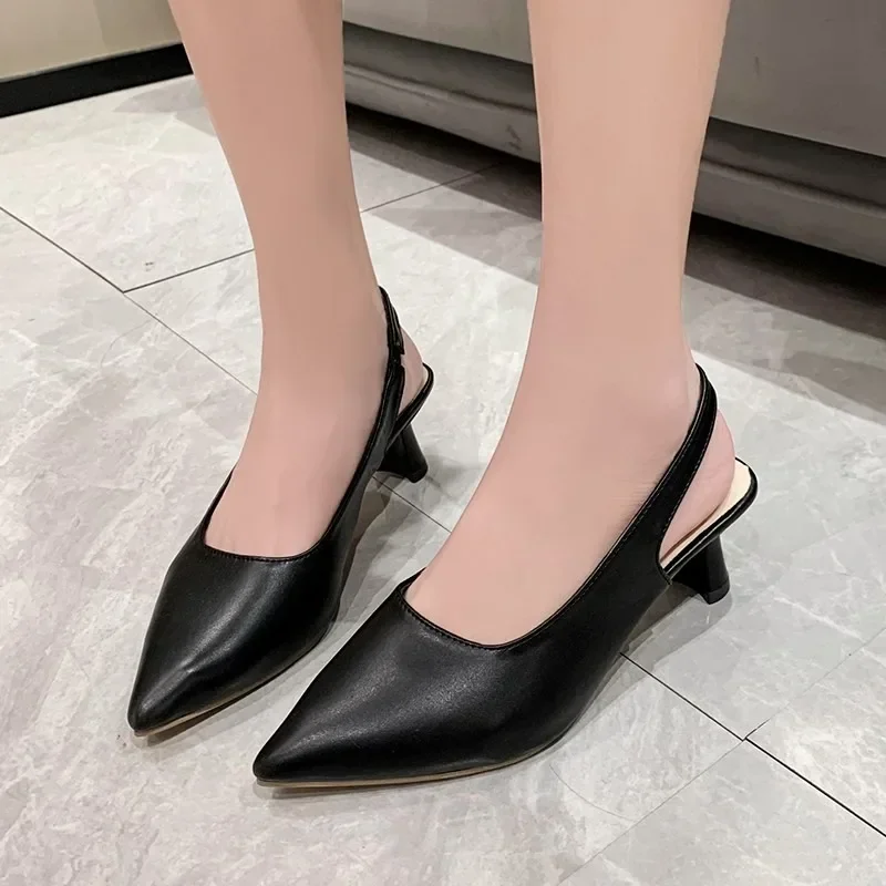 2024 New Covered Toe Sandal Fashion Back Empty Women Pumps Sexy Thin High Heels Trend Shallow Office Lady Shoes Zapatos De Mujer