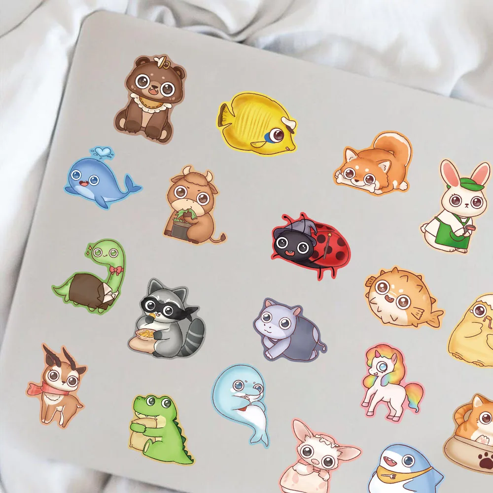 50pcs Big-eyed Animal Group Cartoon Graffiti Stickers Phone Guitar Laptop Notebook Suitcase Water Bottles Waterproof Sticker Gif