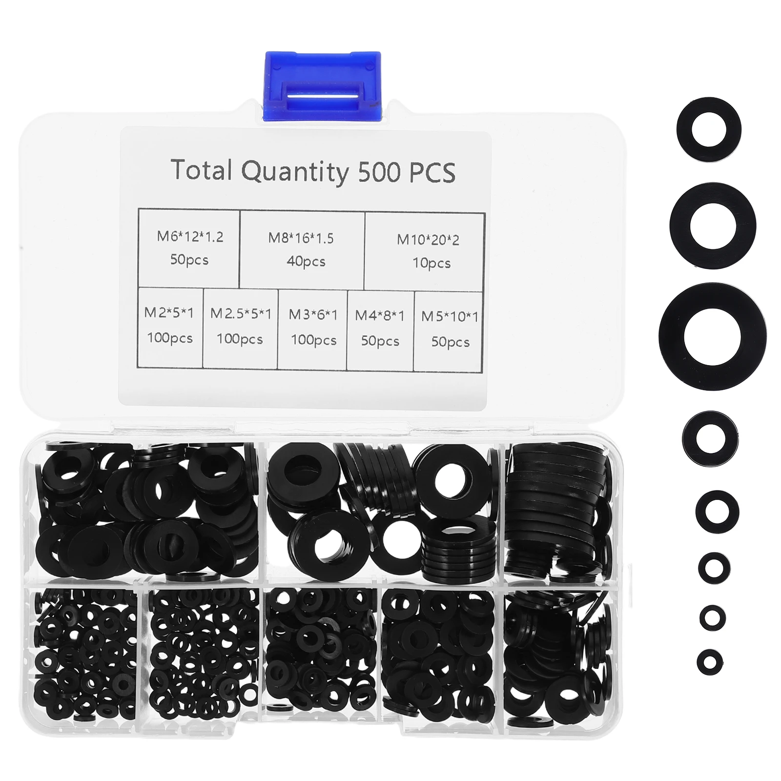 

500pcs Black Plastic Insulated Flat Washers for M2 M4 M5 M6 M8 M10 Nylon O ring Spacers Screw Mounting Hardware