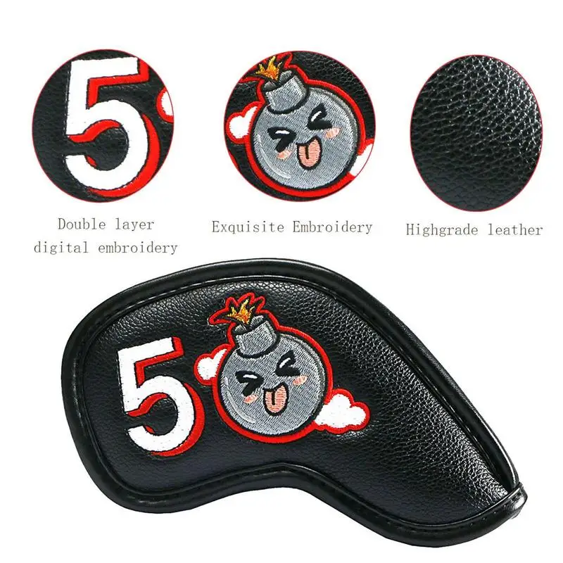 Head Covers for Golf Irons 10 Pcs Cartoon Golf Club Head Protector Waterproof Rust Resistant with Protective Cover Fit Most Golf