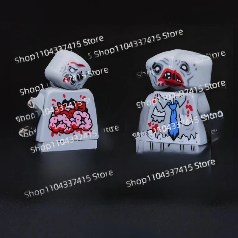 MOC Bausteine Zusammengebaut Doppel Kopf Crooked Head Zombie Zombie Zubehör Puzzle Modell Ornamente Sammlung Spielzeug