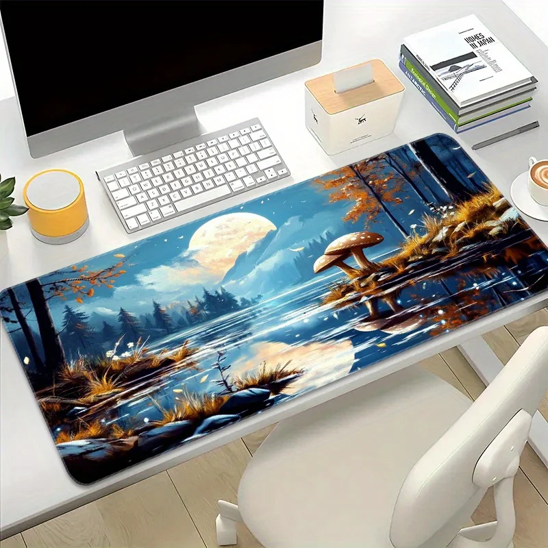 

Charming Moonlight Forest scene large game mousepad with anti-slip rubber is suitable for gamers professionals as a PC accessory