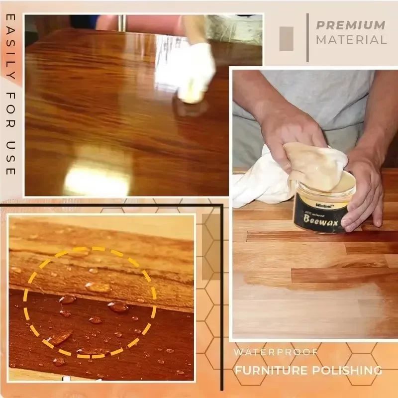 Furniture Polishing Beeswax Natural beeswax Wood Seasoning Beewax Wooden Floor Cleaning Maintenance Polished Brighten Care Wax image 4