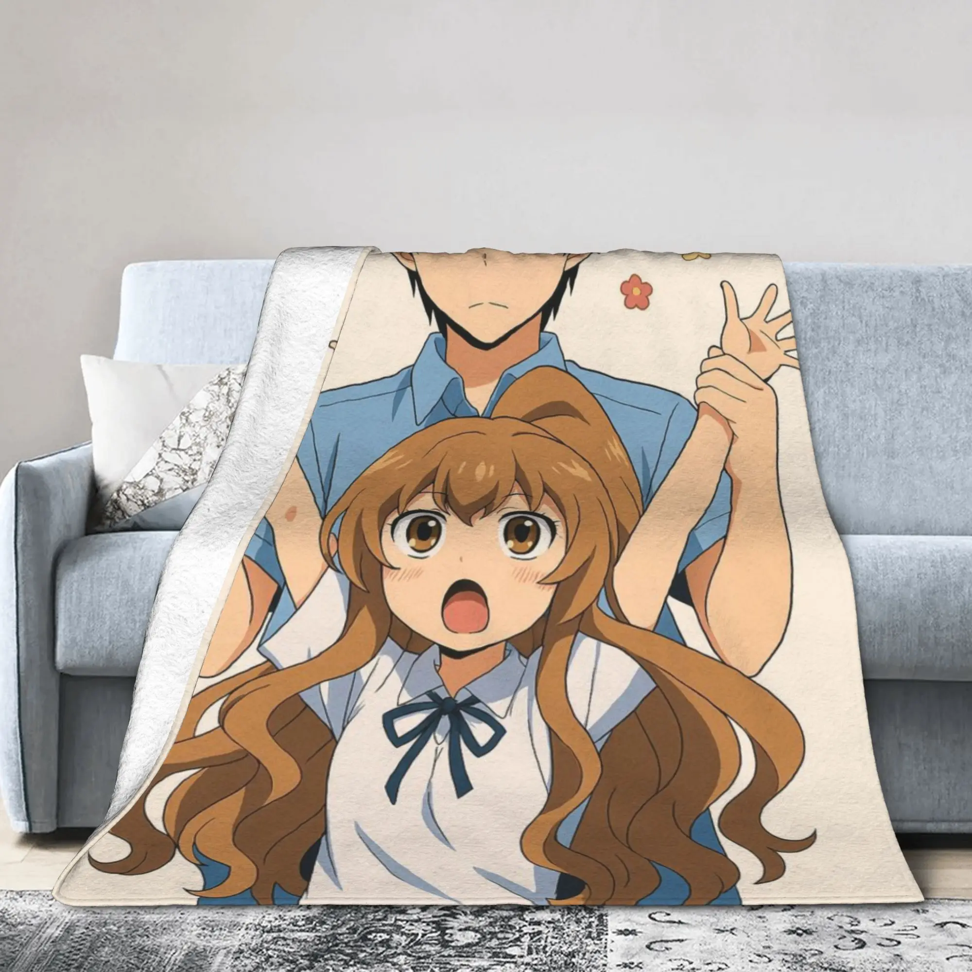 

New Arrival Toradora Manga Taiga Aisaka Blankets Super Soft Flannel Ryuji Takasu Cozy Throw Blankets Machine Washable