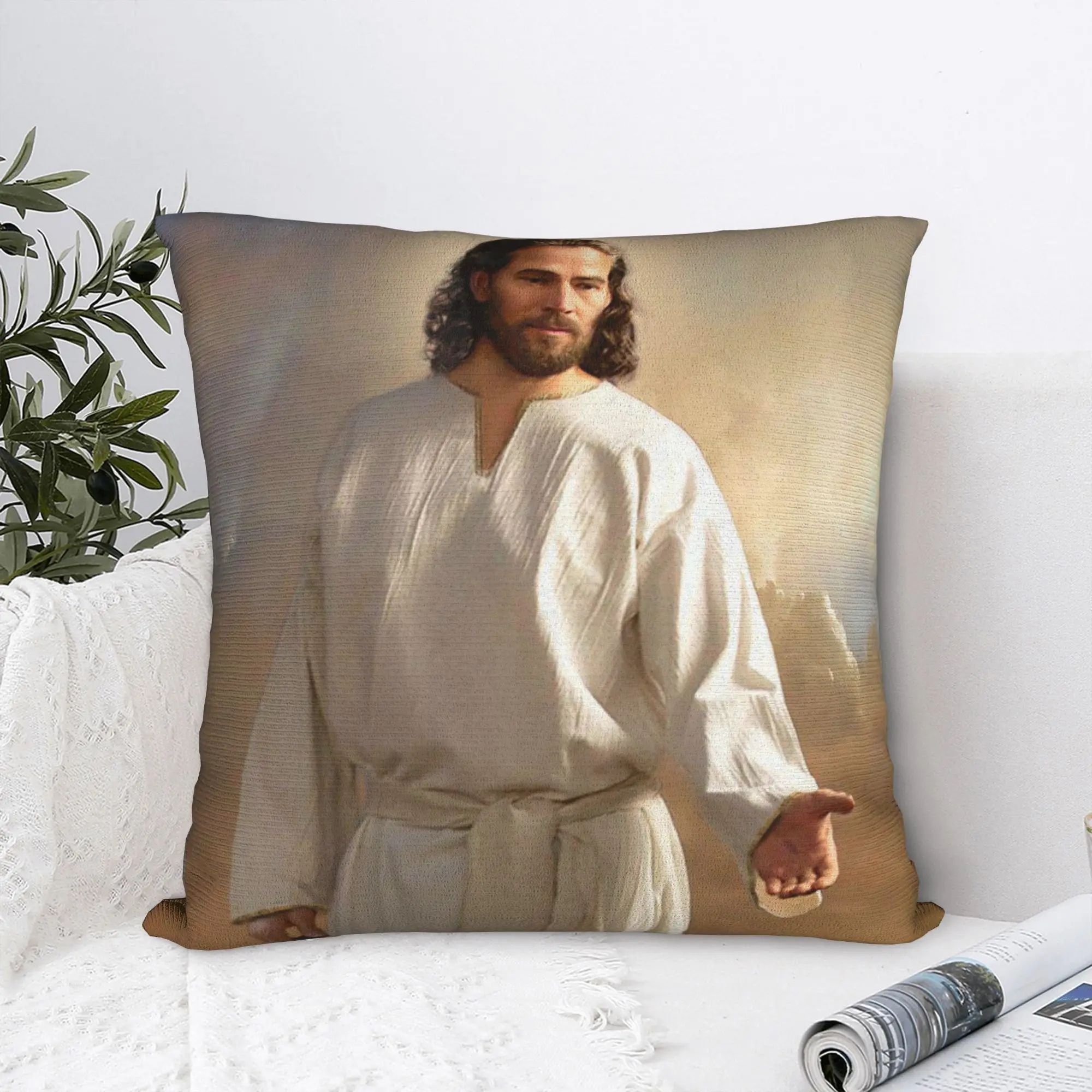 Jesus Christ God Jesus Square Pillow Covers Polyester Room Christian Cushion Cover Creative Decor Pillowcase 40*40